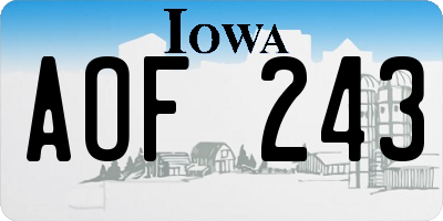 IA license plate AOF243