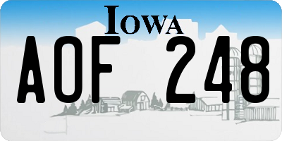 IA license plate AOF248