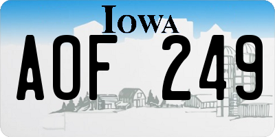 IA license plate AOF249