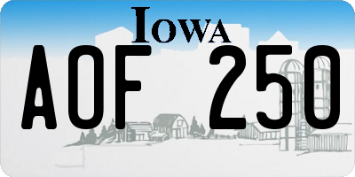 IA license plate AOF250