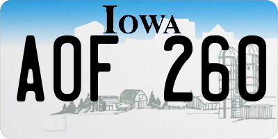 IA license plate AOF260