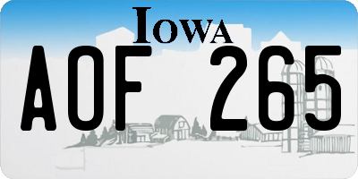 IA license plate AOF265