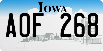 IA license plate AOF268