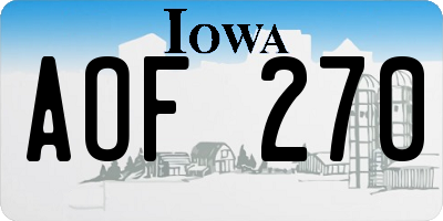 IA license plate AOF270