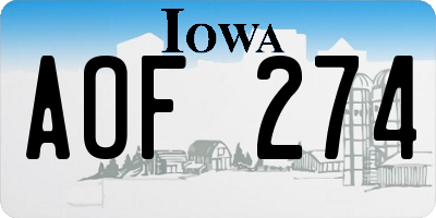 IA license plate AOF274