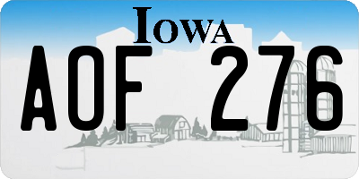 IA license plate AOF276
