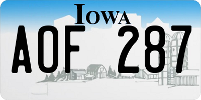 IA license plate AOF287