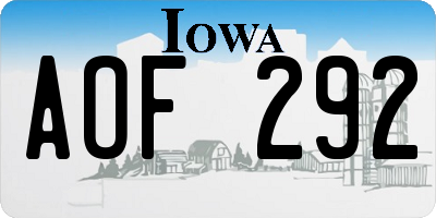 IA license plate AOF292