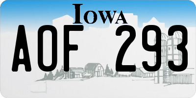 IA license plate AOF293