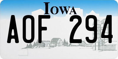 IA license plate AOF294