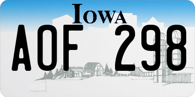 IA license plate AOF298
