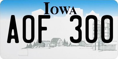 IA license plate AOF300