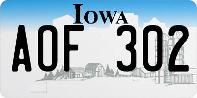 IA license plate AOF302