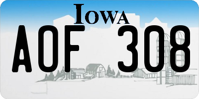 IA license plate AOF308