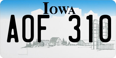 IA license plate AOF310