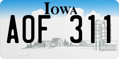 IA license plate AOF311