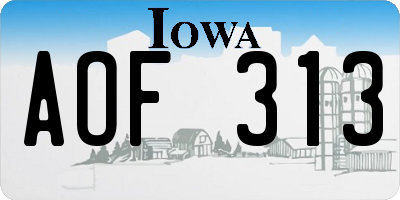 IA license plate AOF313