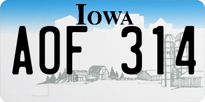 IA license plate AOF314