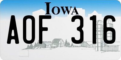 IA license plate AOF316