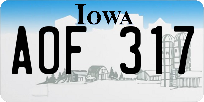 IA license plate AOF317