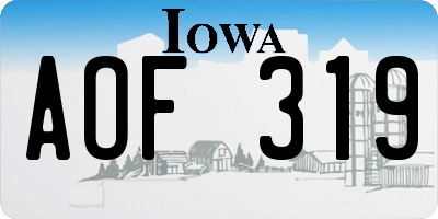 IA license plate AOF319