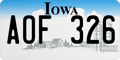 IA license plate AOF326