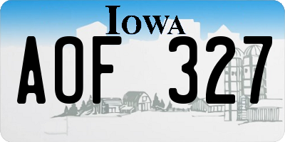 IA license plate AOF327