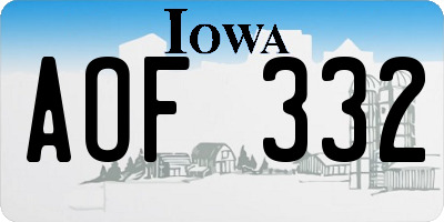 IA license plate AOF332