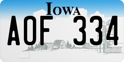 IA license plate AOF334