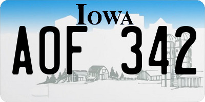 IA license plate AOF342