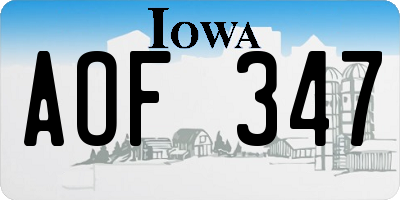 IA license plate AOF347