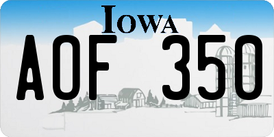 IA license plate AOF350