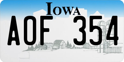 IA license plate AOF354