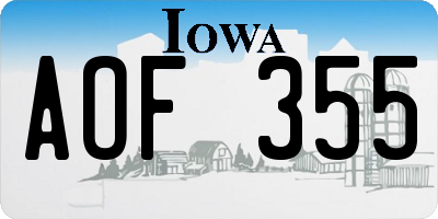 IA license plate AOF355