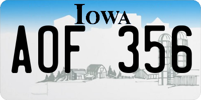 IA license plate AOF356