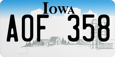 IA license plate AOF358