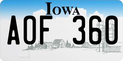 IA license plate AOF360