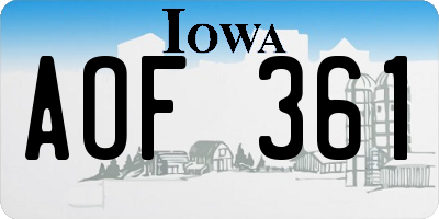 IA license plate AOF361