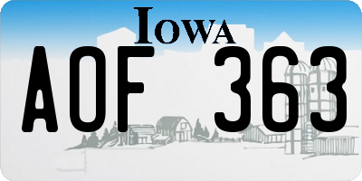 IA license plate AOF363