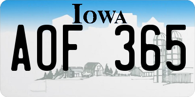 IA license plate AOF365