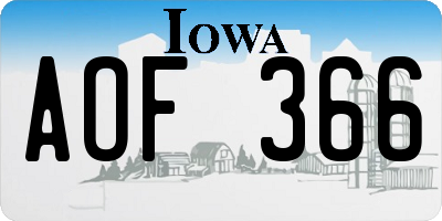 IA license plate AOF366
