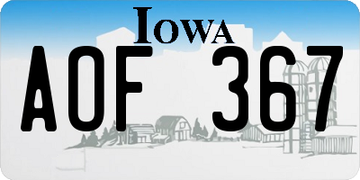 IA license plate AOF367