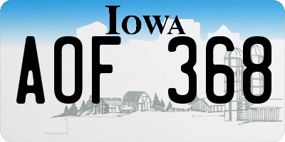 IA license plate AOF368