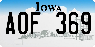 IA license plate AOF369