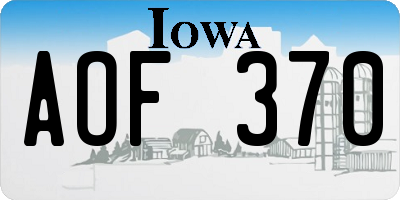 IA license plate AOF370