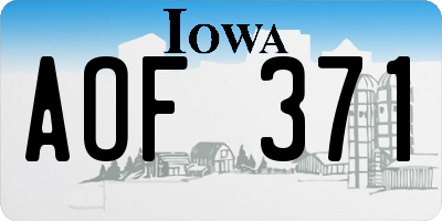 IA license plate AOF371