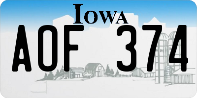 IA license plate AOF374