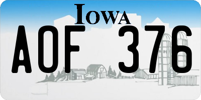 IA license plate AOF376