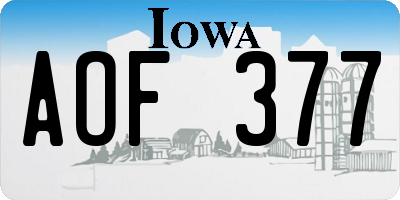 IA license plate AOF377