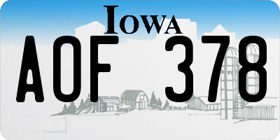 IA license plate AOF378